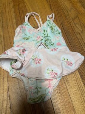 Floral Pastel One-Piece Swimsuit - Pink & Mint